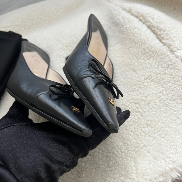 Auth Chanel Vintage Black Pointed CC Logo Mules - Size 37 - Picture 6 of 12